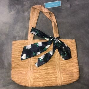 Draper James Straw Bag with Floral Scarf - NWT